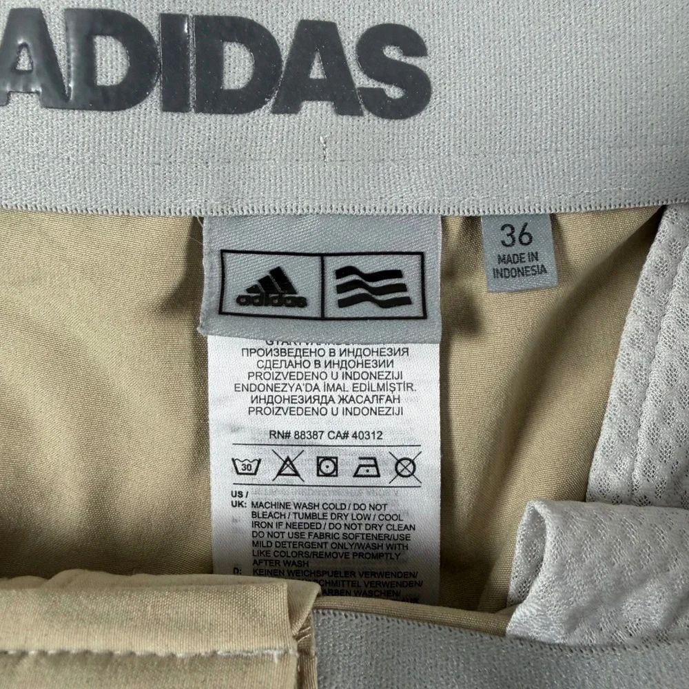 Adidas Ultimate 365‎ Golf Shorts 36x10 Tan Khaki Performance Stretch Waistband